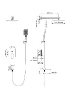 Душевой комплект Wonzon & Woghand Cube 2.0 WW-88087068-BGM тёмный графит